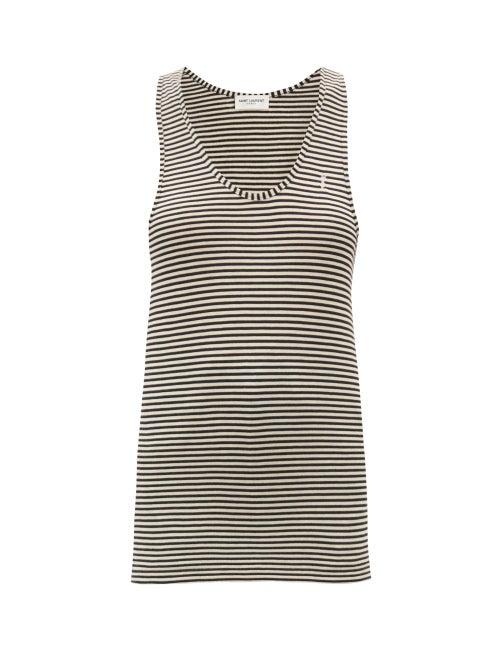 Matchesfashion.com Saint Laurent - Racerback Striped Jersey Tank Top - Womens - White Stripe