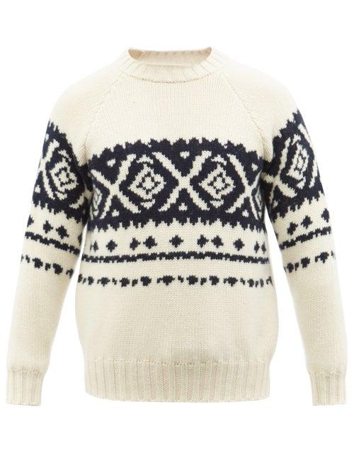 E. Tautz - Fair-isle Wool Sweater - Mens - Navy Print