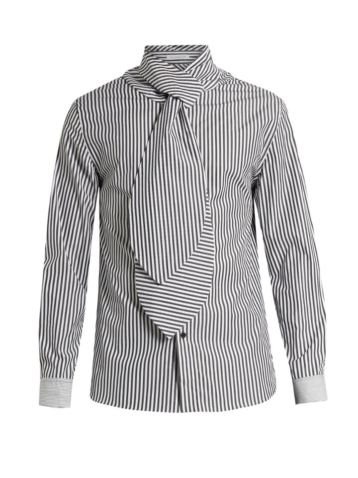J.w.anderson Scarf-tie Double-cuff Striped Cotton Shirt