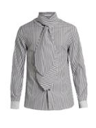 J.w.anderson Scarf-tie Double-cuff Striped Cotton Shirt