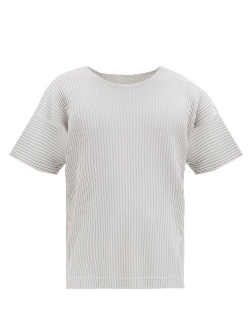 Matchesfashion.com Homme Pliss Issey Miyake - Crew-neck Technical Pleated-jersey T-shirt - Mens - Light Grey
