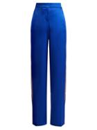 Matchesfashion.com Peter Pilotto - Side Striped Satin Trousers - Womens - Blue