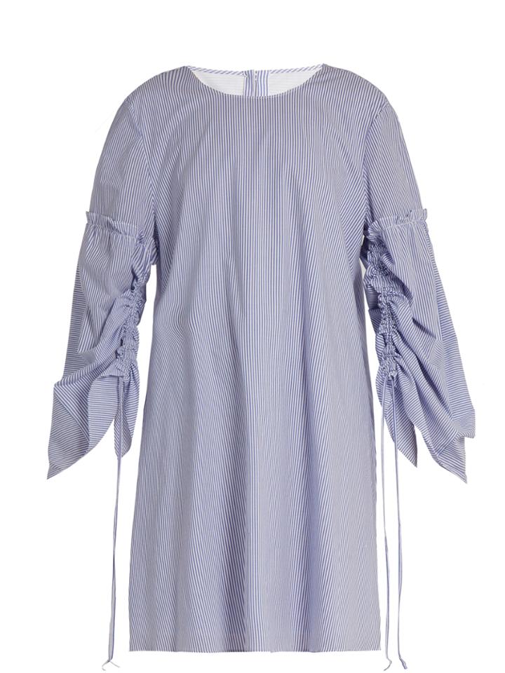 Tibi Elliot Round-neck Striped Cotton Dress