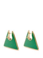 Bottega Veneta - Enamel And 18kt Gold-plated Triangle Earrings - Womens - Green