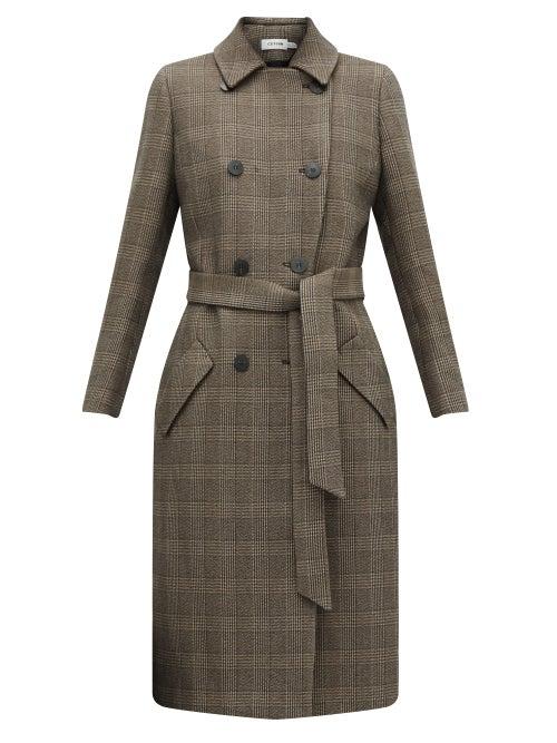 Matchesfashion.com Cefinn - Sullivan Checked Double Breasted Cotton Blend Coat - Womens - Brown Multi