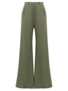 Matchesfashion.com Adriana Degreas - High-rise Linen-blend Wide-leg Trousers - Womens - Green