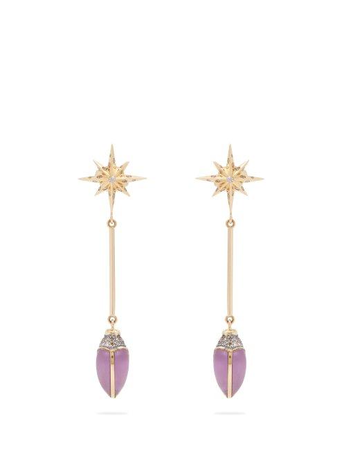 Matchesfashion.com Bibi Van Der Velden - Scarab Star Earrings - Womens - Purple