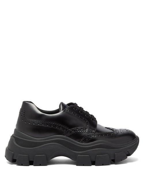 Matchesfashion.com Prada - Chunky Sole Leather Brogue Trainers - Mens - Black