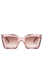 Celine Eyewear - Square Acetate Sunglasses - Womens - Light Pink