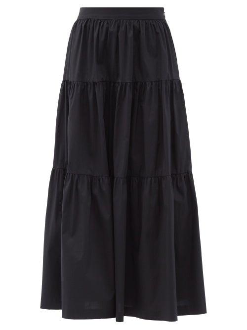 Matchesfashion.com Staud - Sea Tiered Cotton-blend Skirt - Womens - Black