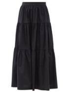 Matchesfashion.com Staud - Sea Tiered Cotton-blend Skirt - Womens - Black