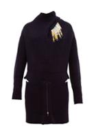 Matchesfashion.com Toga - Detachable Brooch Ribbed Wool Blend Sweater - Womens - Navy