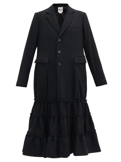 Matchesfashion.com Noir Kei Ninomiya - Peplum-hem Milled-wool Single-breasted Coat - Womens - Black