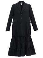 Matchesfashion.com Noir Kei Ninomiya - Peplum-hem Milled-wool Single-breasted Coat - Womens - Black
