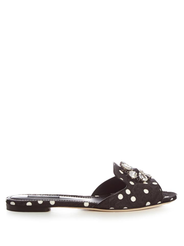 Dolce & Gabbana Polka-dot Print Crystal-embellished Slides