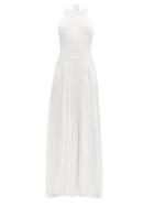 Matchesfashion.com Galvan - Provence Pleated-crepe Floor-length Gown - Womens - White