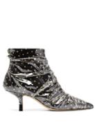 Matchesfashion.com Midnight 00 - Antoinette Polka Dot Tulle & Pvc Ankle Boots - Womens - Black Gold