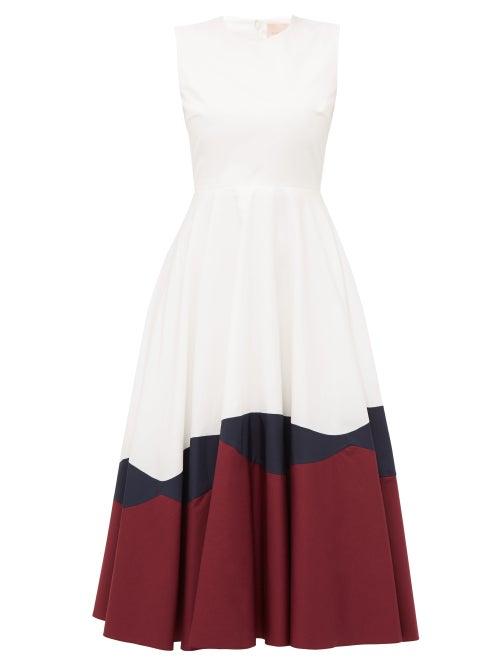 Matchesfashion.com Roksanda - Alesi Panelled Cotton Poplin Midi Dress - Womens - Ivory Multi