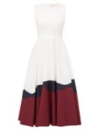 Matchesfashion.com Roksanda - Alesi Panelled Cotton Poplin Midi Dress - Womens - Ivory Multi