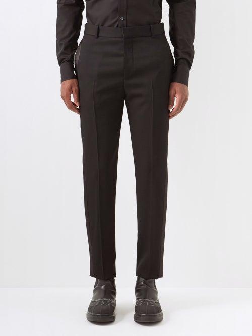 Alexander Mcqueen - Slim-leg Wool-grain De Poudre Tuxedo Trousers - Mens - Black
