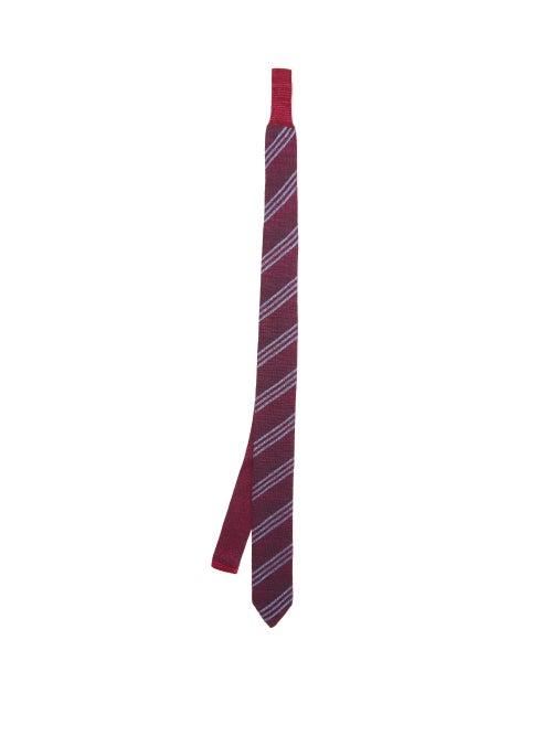 Matchesfashion.com Missoni - Striped Jacquard Knit Wool Blend Tie - Mens - Red White