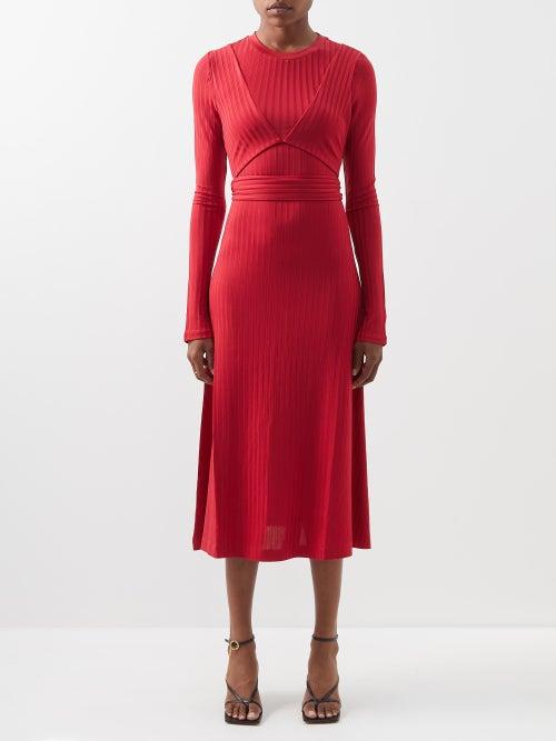 Altuzarra - Masika Ribbed-jersey Midi Dress - Womens - Red