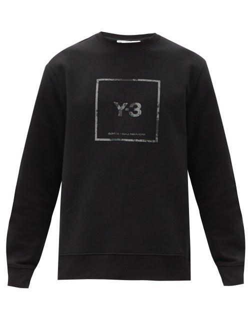 Matchesfashion.com Y-3 - Reflective Logo-print Cotton-jersey Sweatshirt - Mens - Black