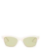 Matchesfashion.com Celine Eyewear - Rectangular Acetate Sunglasses - Womens - White