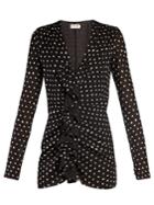 Saint Laurent Polka Dot-print Ruffled Mini Dress