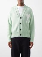 Ami - Ami De Caur Logo-intarsia Cotton-blend Cardigan - Mens - Light Green