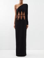 Monot - One-shoulder Cutout Crepe Dress - Womens - Black