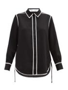 Matchesfashion.com Proenza Schouler White Label - Contrast-piping Piqu Shirt - Womens - Black