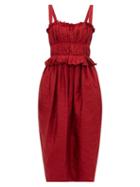 Matchesfashion.com Brock Collection - Palmira Ruched Crinkle Satin Midi Dress - Womens - Burgundy