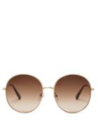 Matchesfashion.com Chlo - Round Metal Sunglasses - Womens - Brown Gold