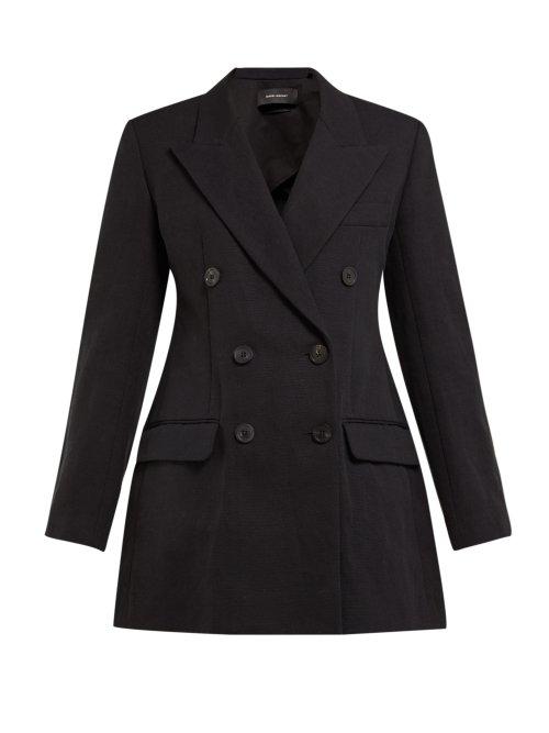 Matchesfashion.com Isabel Marant - Kleigh Double Breasted Cotton And Linen Blazer - Womens - Black