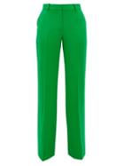 Matchesfashion.com Bella Freud - David Wide Leg Wool Twill Trousers - Womens - Green