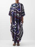 Pucci - Marmo-print Cotton-muslin Kaftan Dress - Womens - Black Print