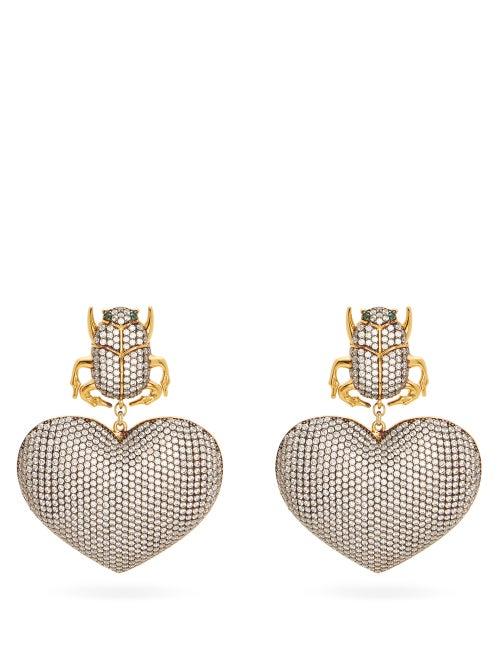 Matchesfashion.com Begum Khan - Scarab My Love 24kt Gold-plated Clip Earrings - Womens - Crystal