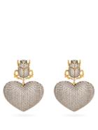 Matchesfashion.com Begum Khan - Scarab My Love 24kt Gold-plated Clip Earrings - Womens - Crystal
