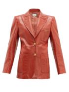 Matchesfashion.com Gucci - Peak Lapel Leather Jacket - Womens - Orange