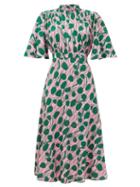 Matchesfashion.com La Doublej - Joan Moses-print Front-slit Crepe Dress - Womens - Pink Print