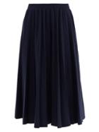 Matchesfashion.com Gabriela Hearst - Mitford Pleated Wool-blend Midi Skirt - Womens - Navy