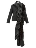 Matchesfashion.com Comme Des Garons Comme Des Garons - Satin Ruffled Wool Blazer - Womens - Black