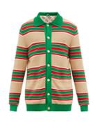 Matchesfashion.com Gucci - Web Striped Cotton Cardigan - Mens - Green Multi