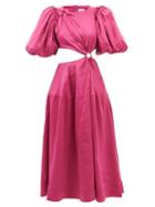 Aje - Byblos Ring-embellished Linen-blend Dress - Womens - Pink