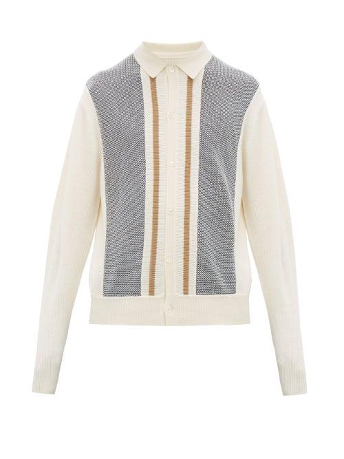 Matchesfashion.com King & Tuckfield - Striped Wool Cardigan - Mens - Cream Multi