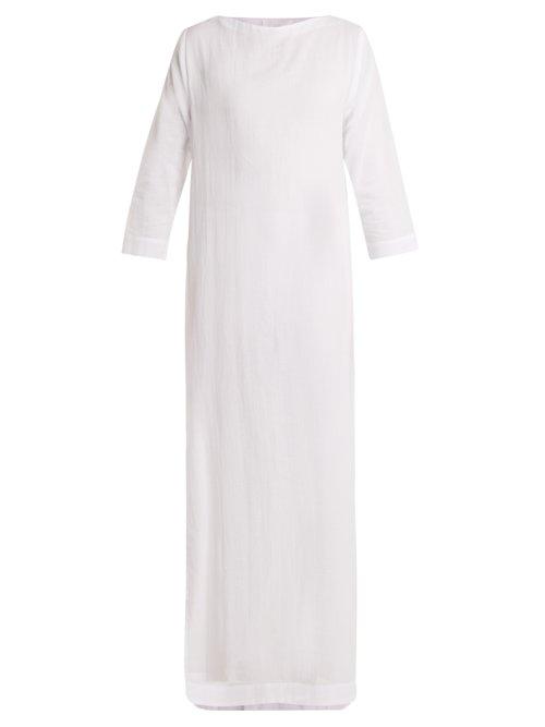 Matchesfashion.com Casa Nata - Boatline Cotton Gauze Dress - Womens - White