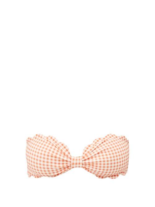 Matchesfashion.com Marysia - Antibes Scallop-edged Bandeau Bikini Top - Womens - Orange