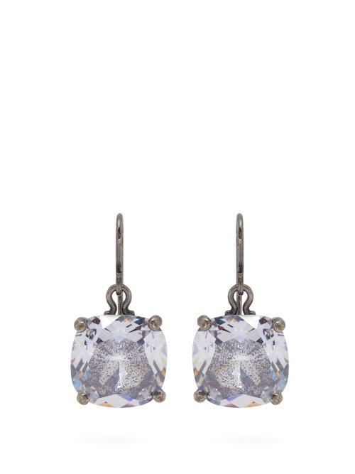 Matchesfashion.com Bottega Veneta - Cubic Zirconia Drop Sterling Silver Earrings - Womens - Silver