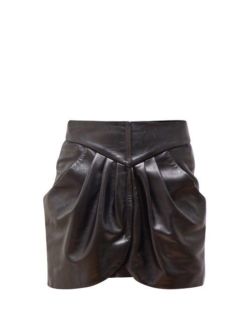 Matchesfashion.com Isabel Marant - Beliah Pleated Leather Mini Skirt - Womens - Black